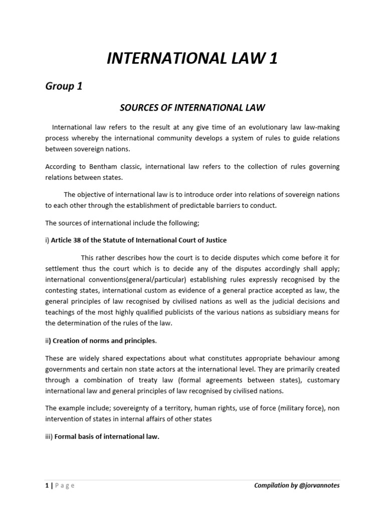 International Law 1 Compilation | PDF | International Law | Treaty