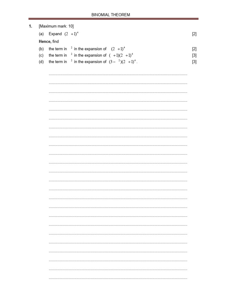 Binomial Expansion Problems and Solutions | PDF | Algebra | Mathematics