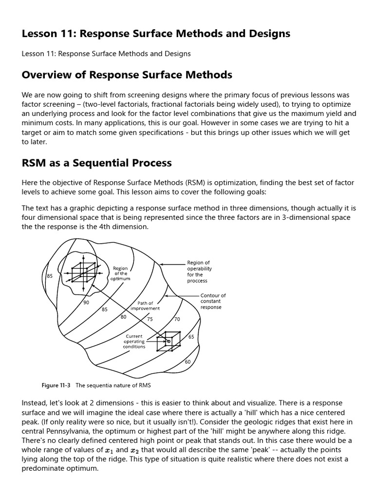 Response Surface Methods Overview Pdf Mathematical Optimization