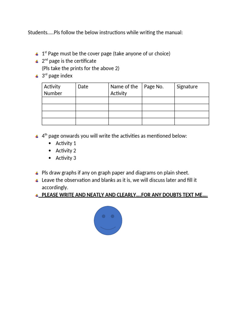 Student Manual Writing Instructions | PDF
