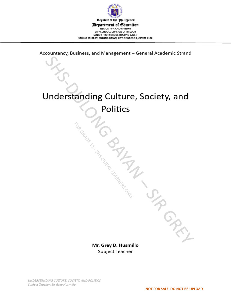 Ucsp 1ST Quarter Lesson 1 | PDF | Anthropology | Sociology