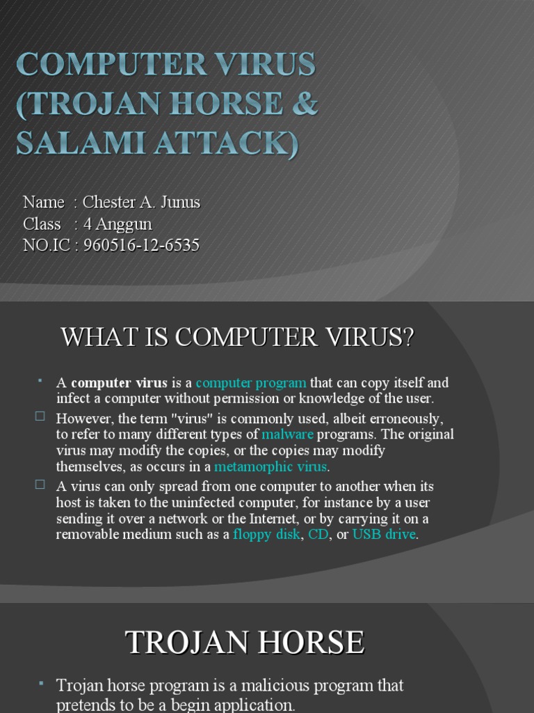 Computer Virus (Trojan Horse & Salami Attack) PDF Computer Virus