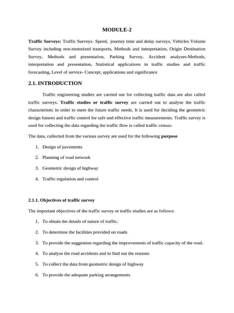 Traffic Surveys: Methods & Analysis | PDF | Lane | Traffic