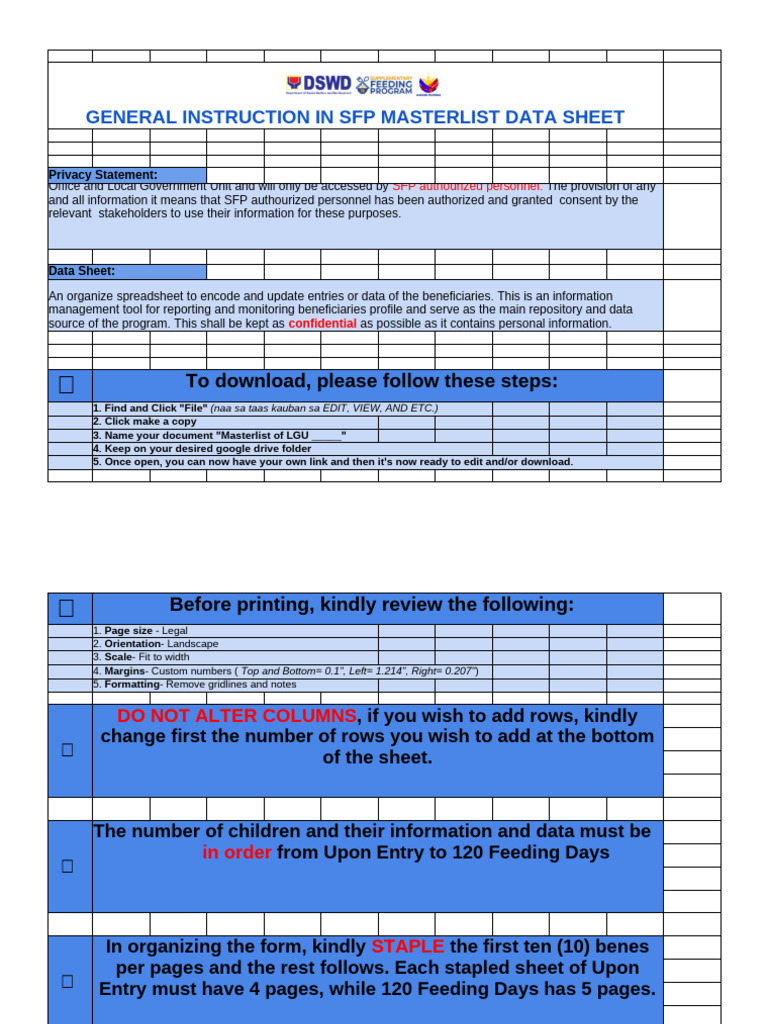 SFP Masterlist Data Sheet Guide | PDF