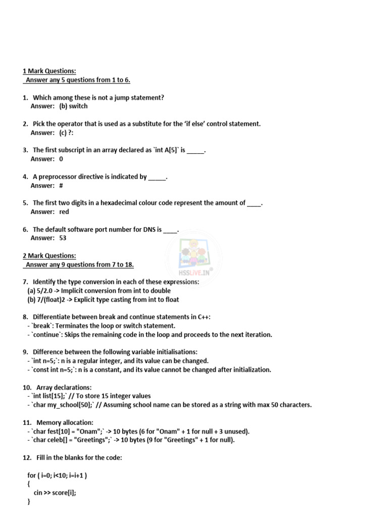 2024 Computer Applications Exam Key | PDF | Integer (Computer Science ...