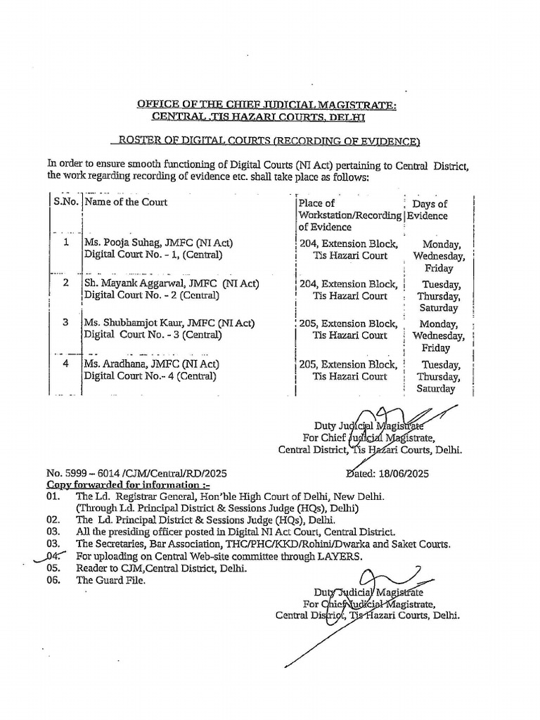 Central District MM Evidence Schedule | PDF