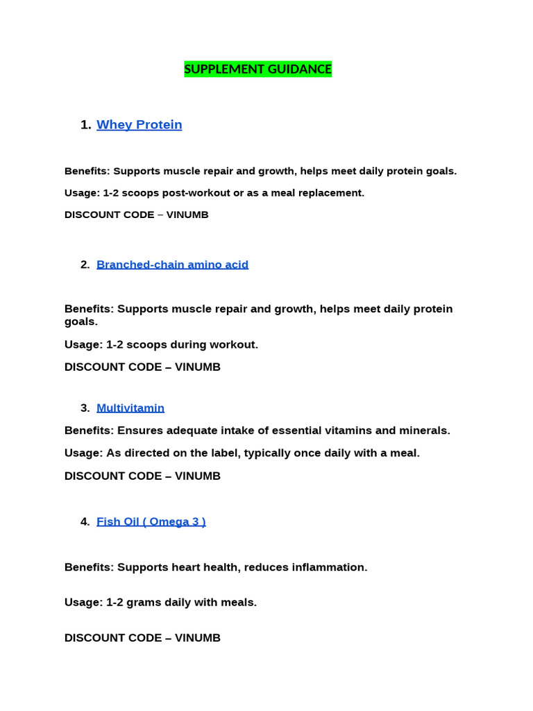 Essential Supplements for Fitness Success | PDF