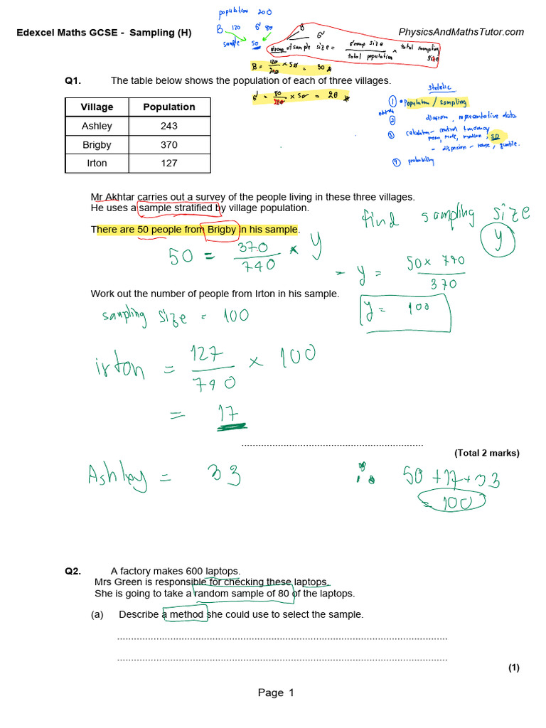 Sampling Methods in GCSE Maths | PDF | Schools