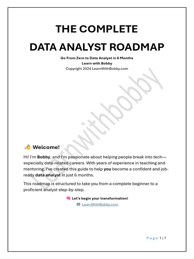 Data Analyst Roadmap: From Zero to Pro | PDF | Statistics | Data Analysis