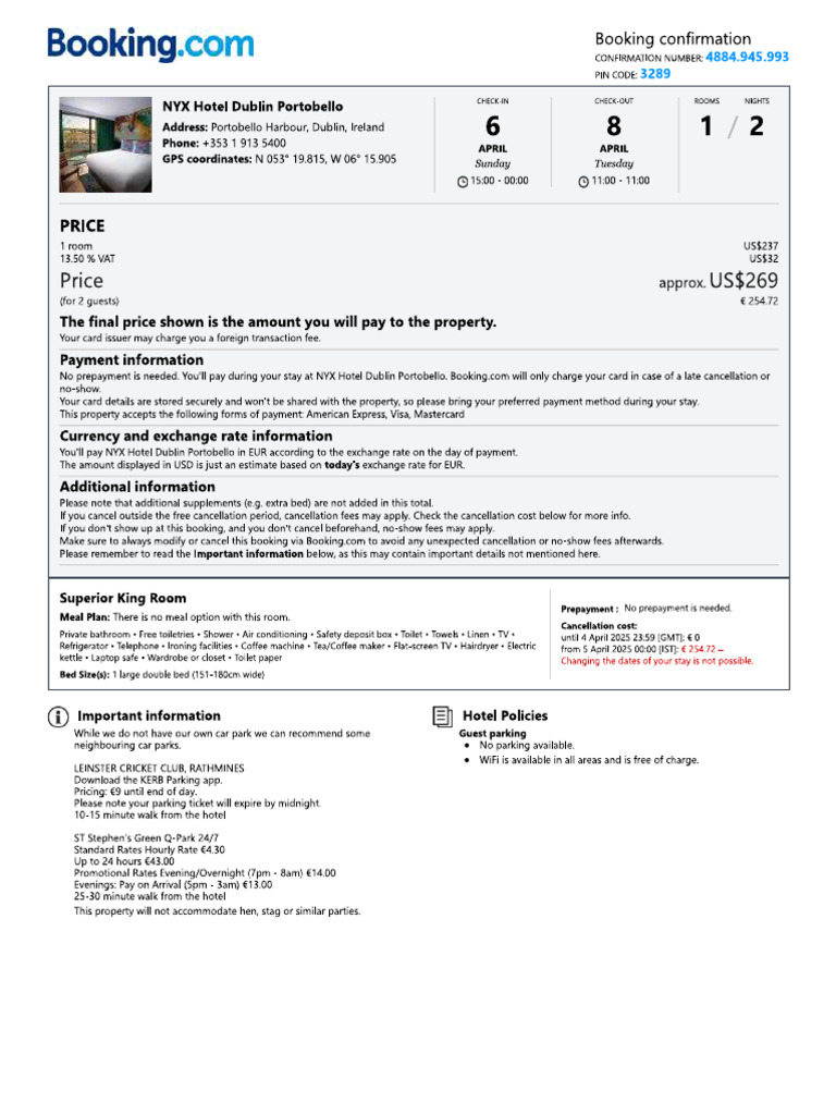 Booking 1 | PDF