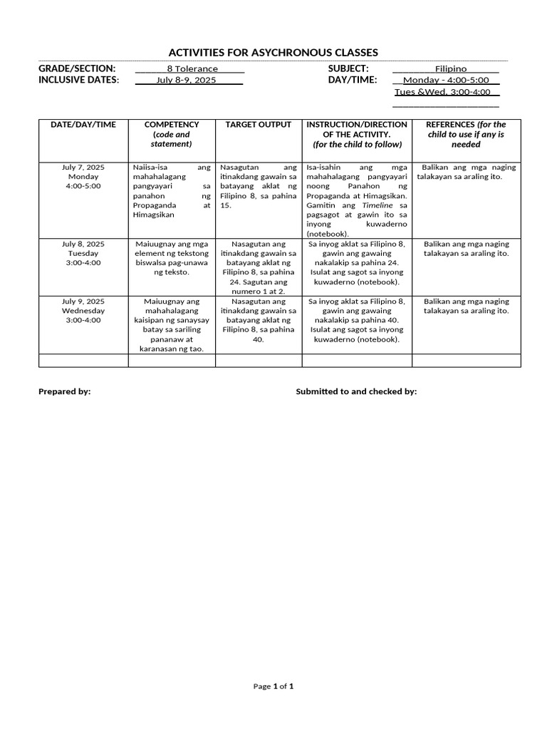 Asynchronous Activity Filipino 8 | PDF