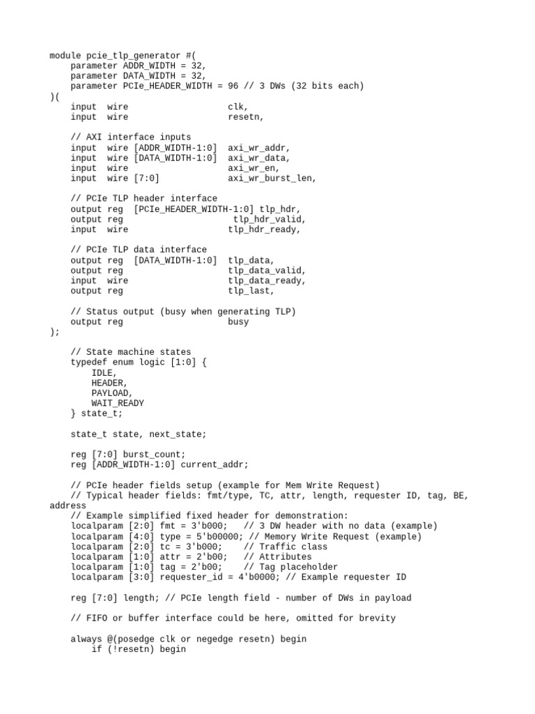 PCIe TLP Generator Module Design | PDF | Computer Hardware | Computer ...