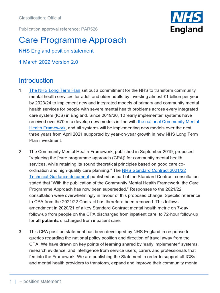 Transition from Care Programme Approach | PDF | Caregiver | Mental Health