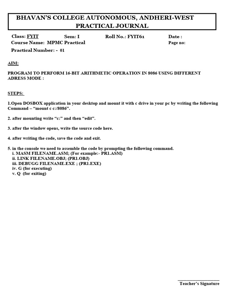 MPMC Practical 1 Rehan | PDF