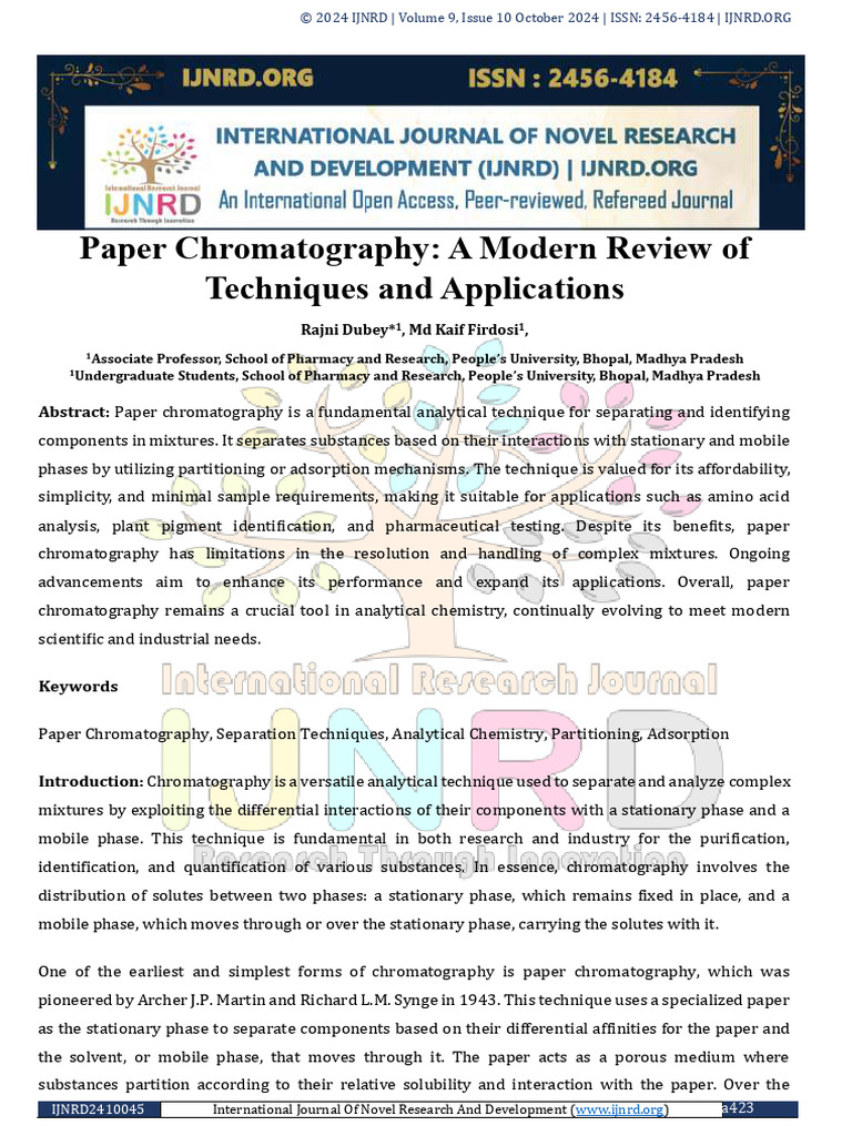 Modern Techniques in Paper Chromatography | PDF | Chromatography | High ...