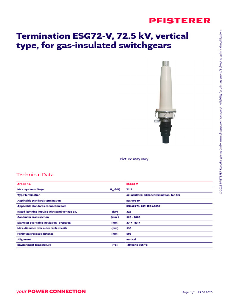 72.5 kV Vertical Termination for GIS | PDF