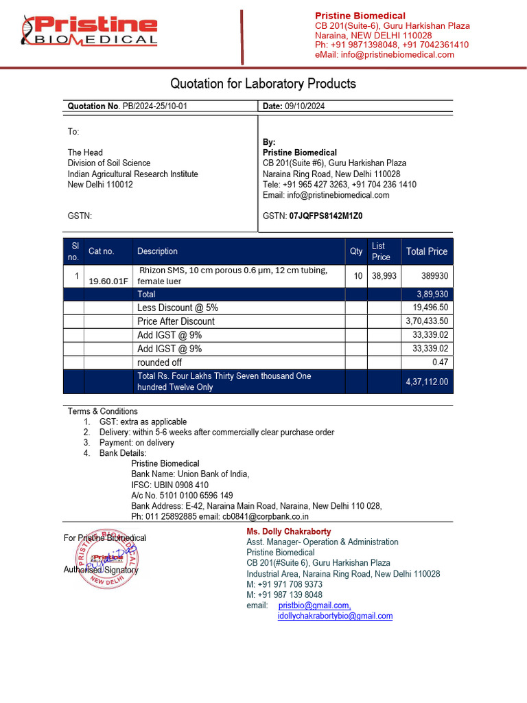 Quotation for Laboratory Products | PDF | Government Finances | Taxes