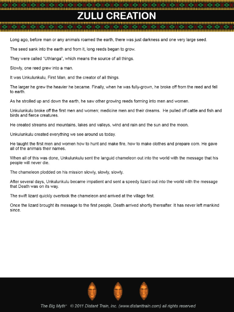 Zulu Creation - The Big Myth | PDF