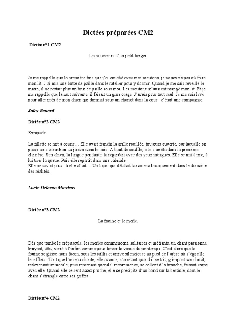 Dictées Préparées Cm2 Gratuites Pdf Dictées Préparées CM2 | PDF | Chiens | La nature