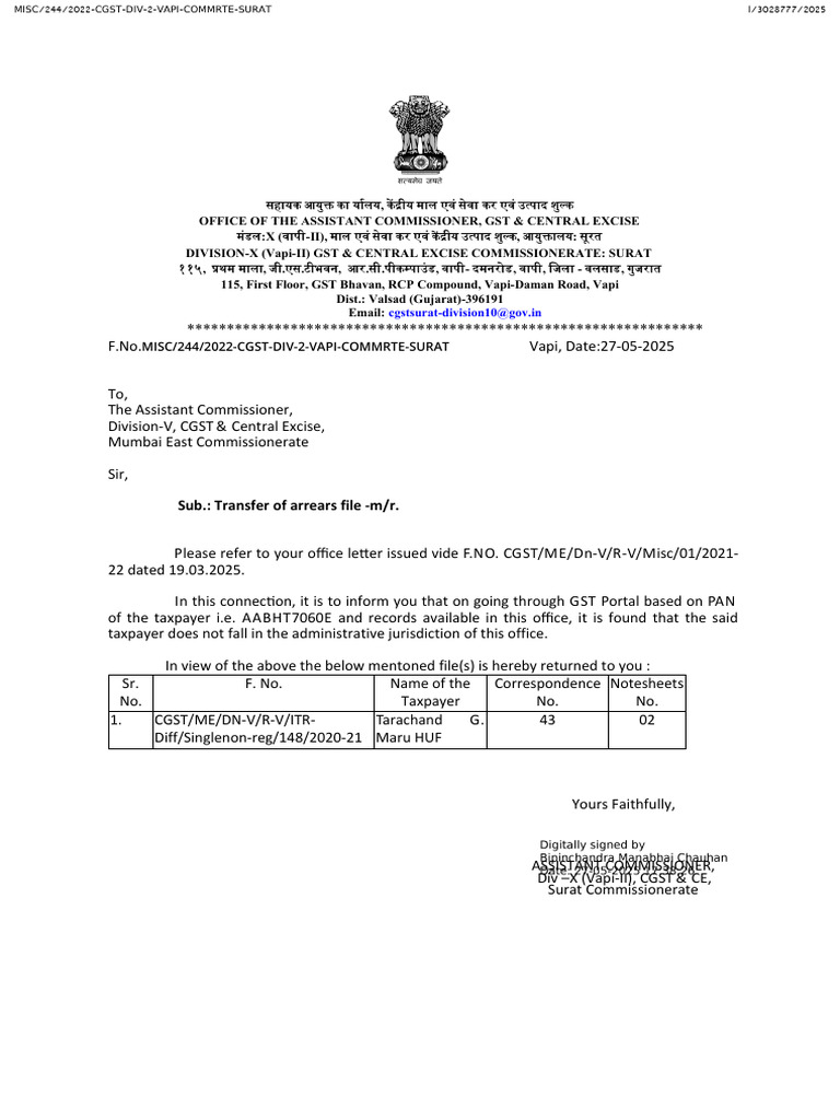 GST Arrears File Transfer Notification | PDF