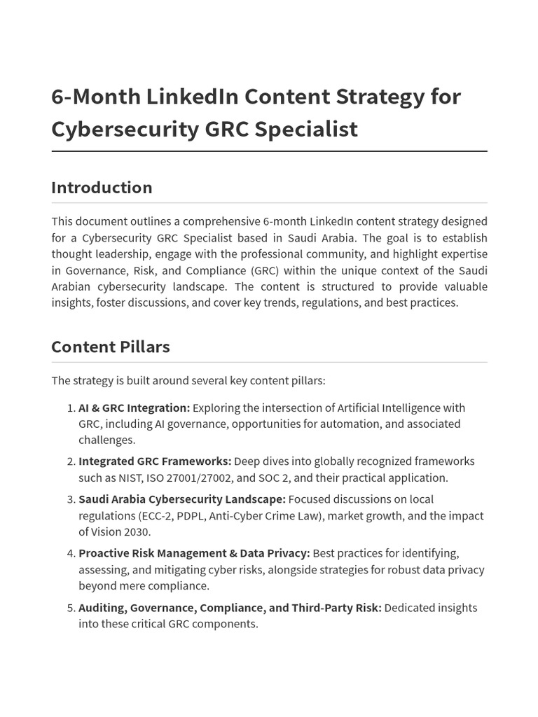 LinkedIn GRC Content Strategy Guide | PDF | Computer Security | Security