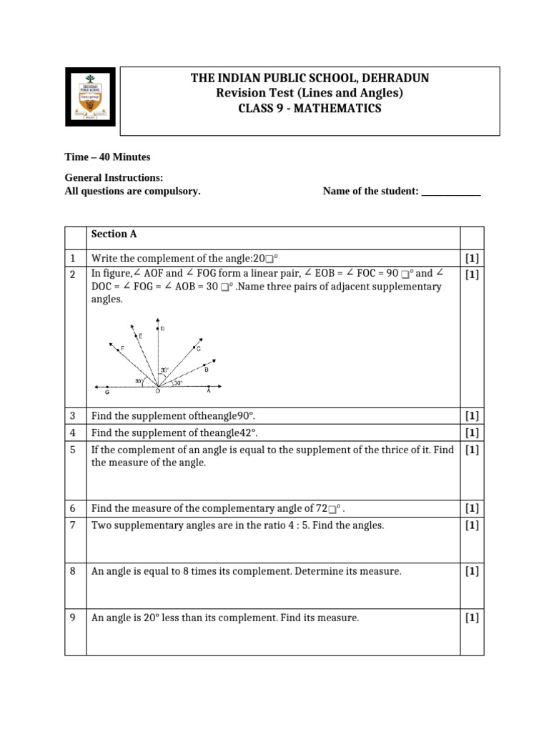 worksheet Lines and angles | PDF | Angle | Elementary Geometry