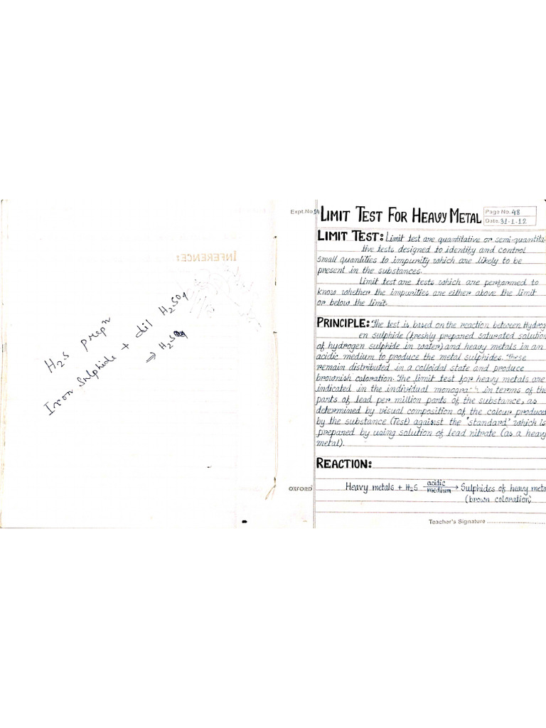 Limit Test For Heavy Metal | PDF