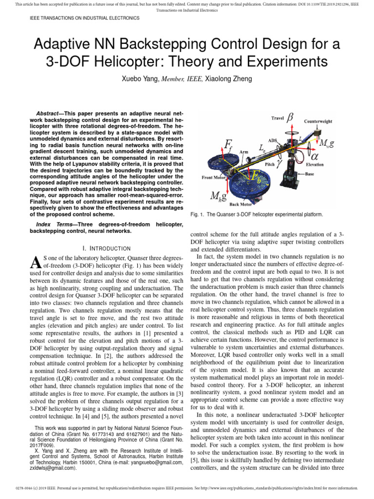 2010 - Adaptive NN Backstepping Control Design Theory and Experiments ...