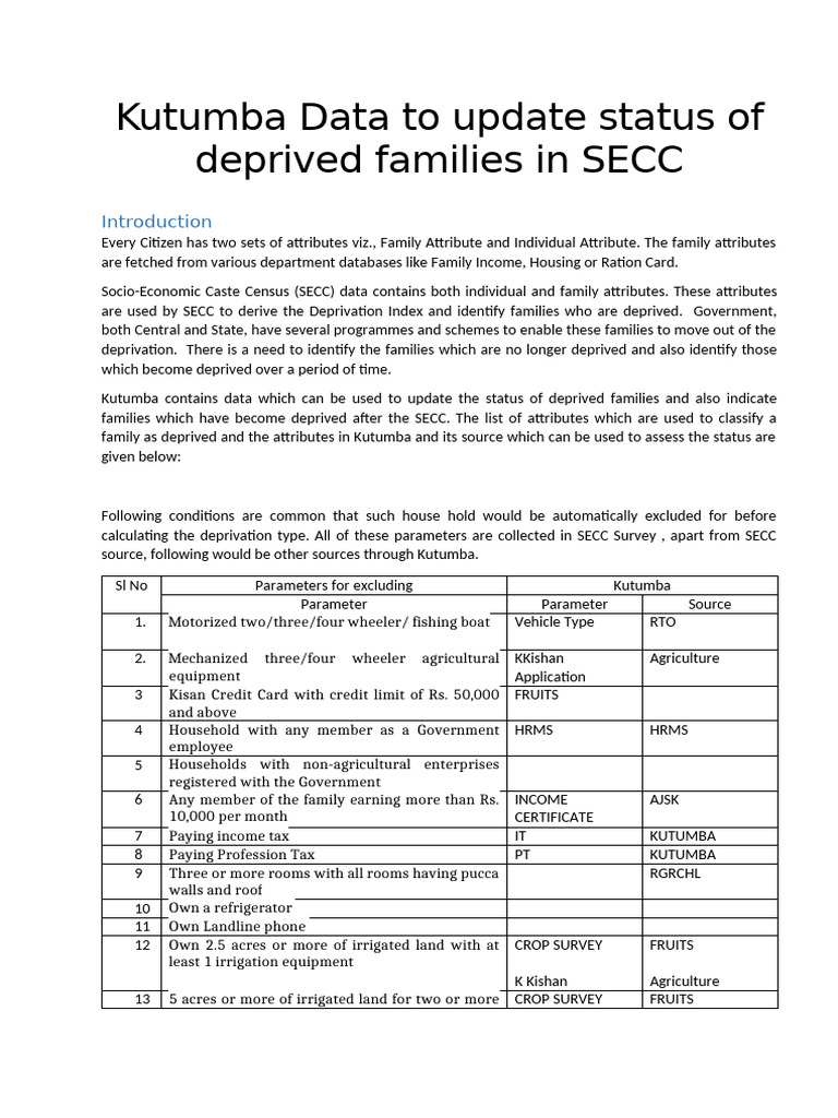 Family Deprivation Status Update Guide | PDF