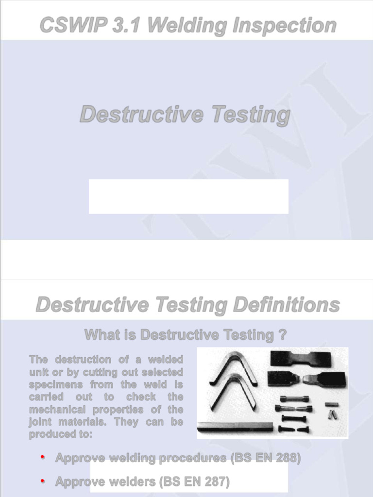 Destructive Testing in Welding Inspection | PDF | Hardness | Ductility