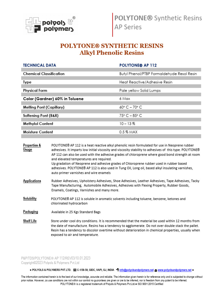 Polytone Ap-112 Rev003 10.01.2023 | PDF | Adhesive | Varnish