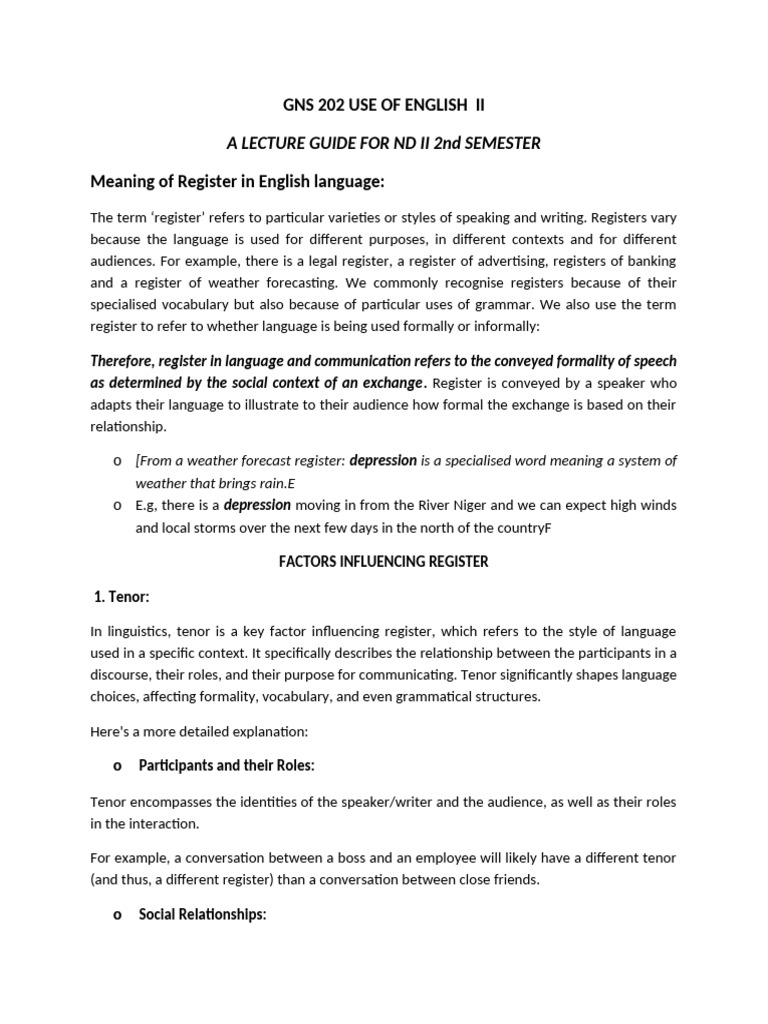 Understanding Language Register in English | PDF | Jargon | Slang