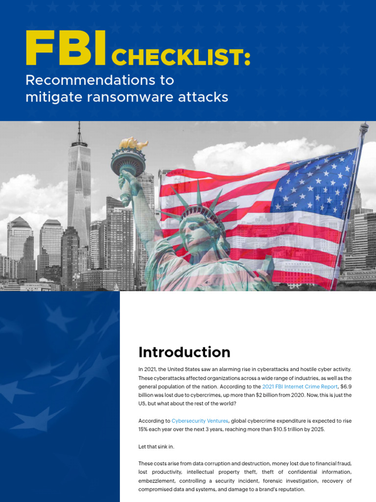 FBI Ransomware Mitigation Checklist | PDF | Security | Computer Security