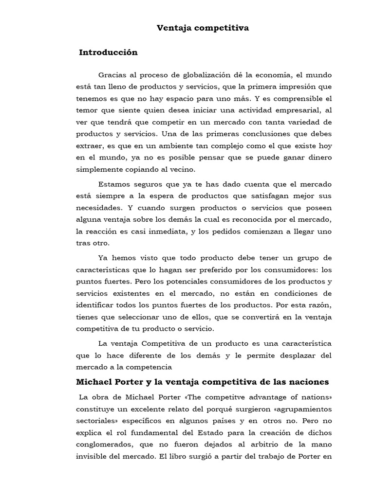 Ventaja Competitiva en la Globalización | PDF | Business | Mercado ...