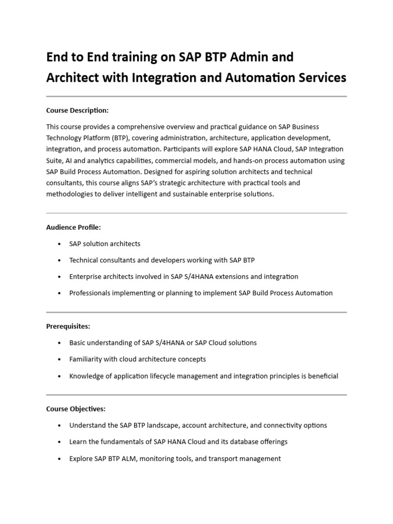 End To End Training On SAP BTP Admin and Architect With Integration and ...