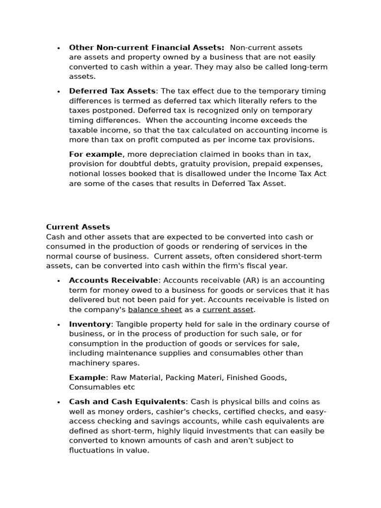 Current vs Non-current Assets Explained | PDF | Deferred Tax | Taxes