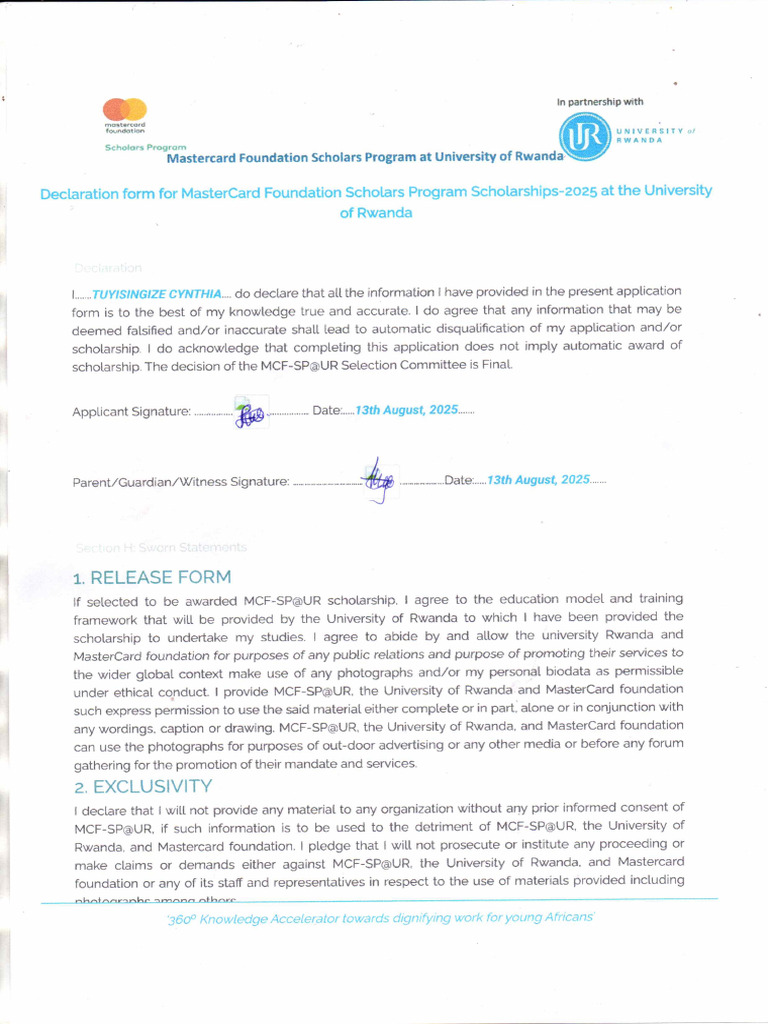 Mastercard Declaration | PDF