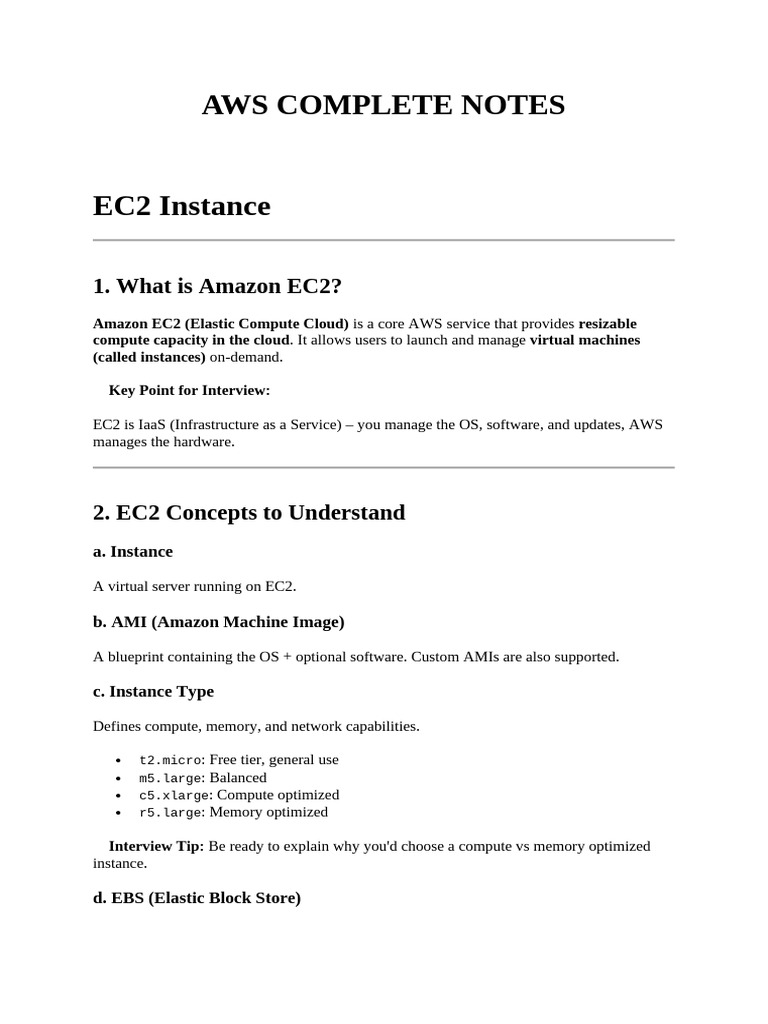AWS EC2, S3, IAM, and VPC Notes | PDF | Information Technology ...