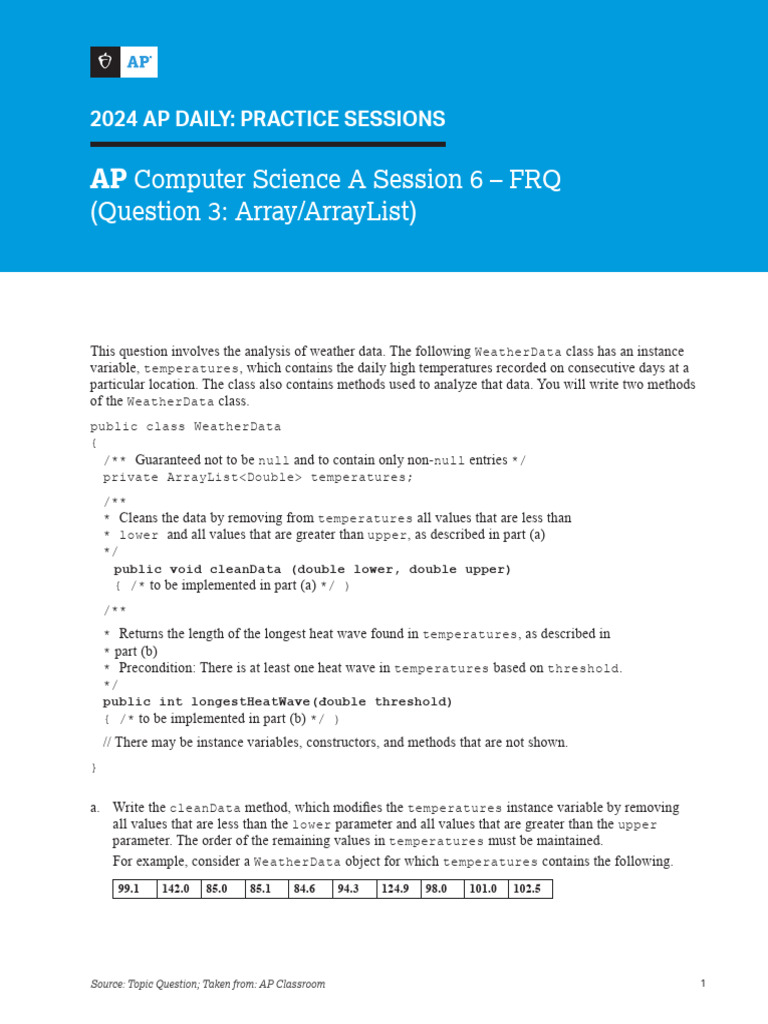 AP Computer Science A: Weather Data Analysis | PDF | Heat Wave ...