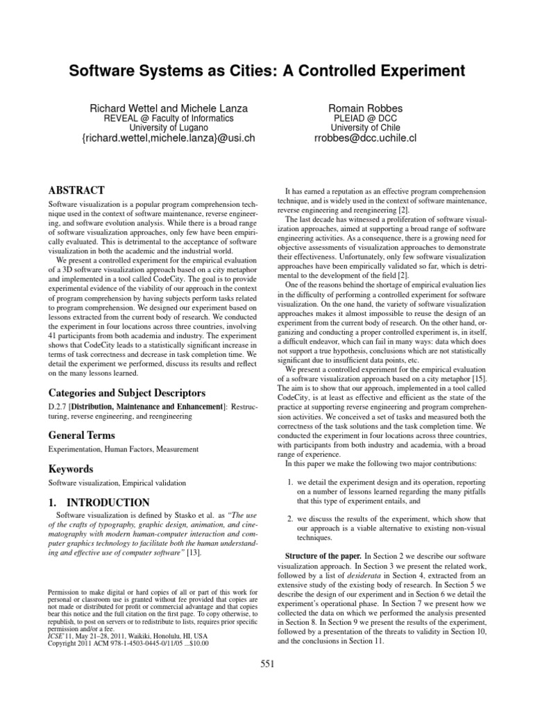 Software Systems As Cities: A Controlled Experiment | PDF | Class ...