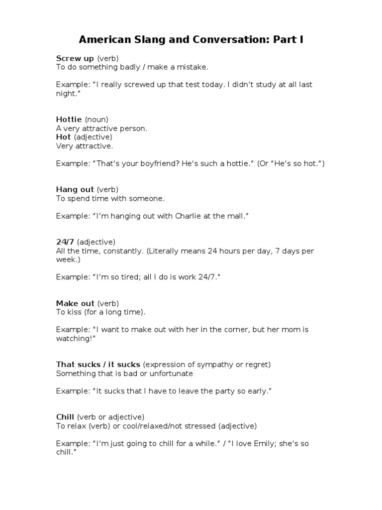 American Slang Essentials Explained | PDF | Adjective | Languages
