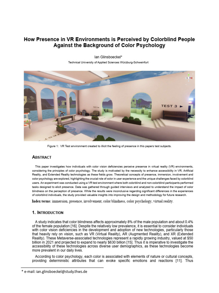Colorblindness and VR Presence Perception | PDF | Virtual Reality | Color