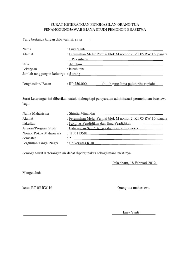 Surat Keterangan Penghasilan Orang Tua2