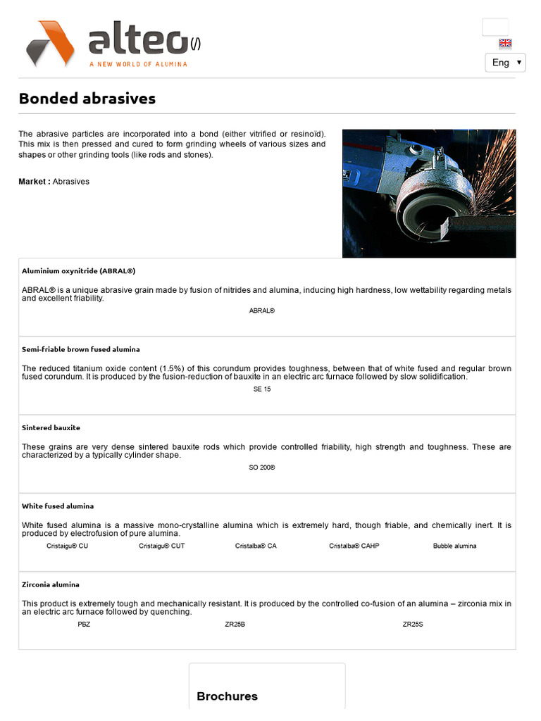 Bonded Abrasives - WWW - Alteo-Alumina | PDF | Aluminium Oxide | Abrasive