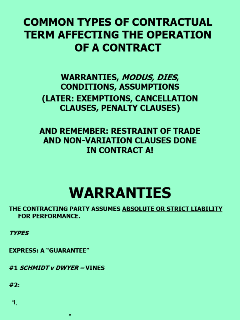 Types of Contractual Terms Explained | PDF