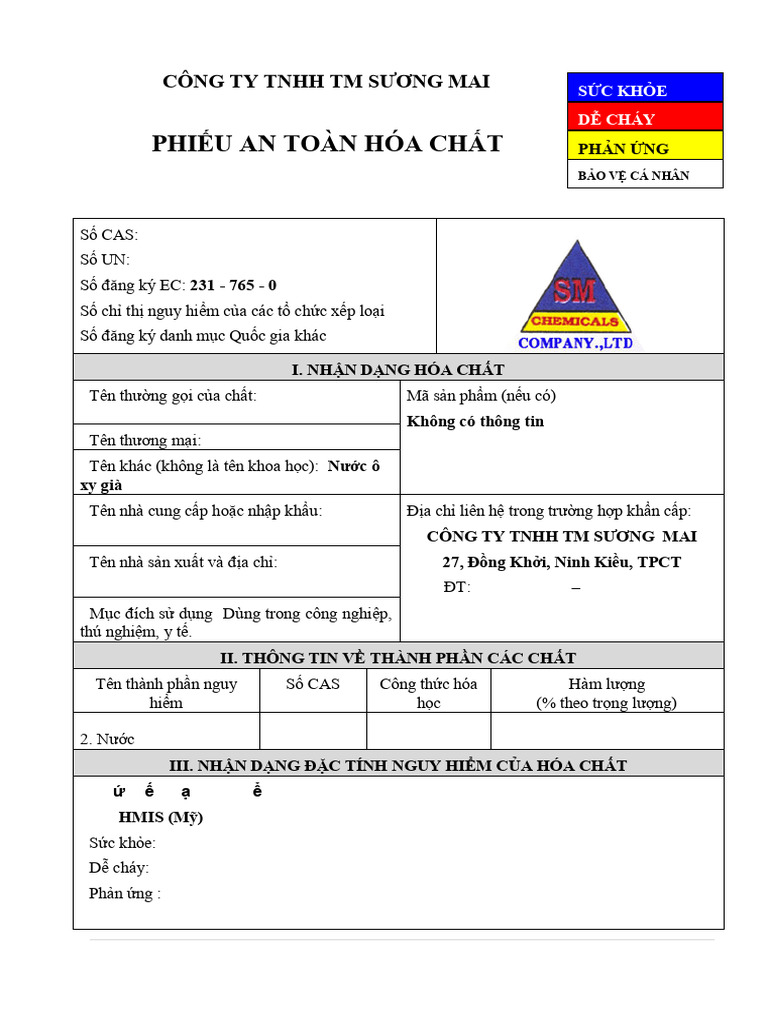 MSDS H2o2 | PDF