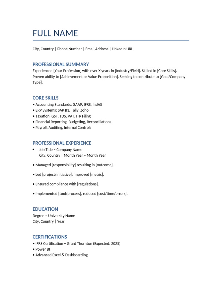ATS Compliant CV Template | PDF