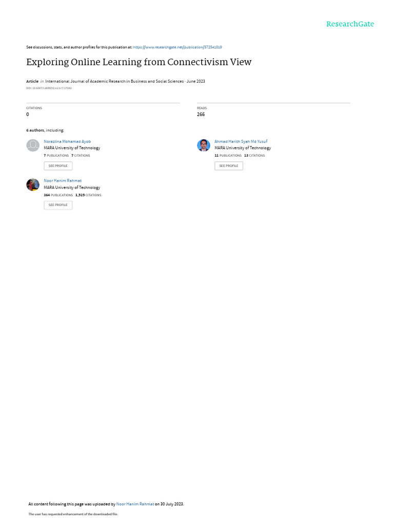 8.exploring Online Learning From Connectivism View | PDF | Educational ...