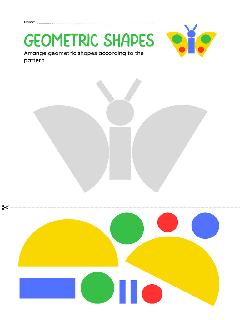 Geometric Shapes Puzzle Worksheet in Colorful Illustrated Style | PDF