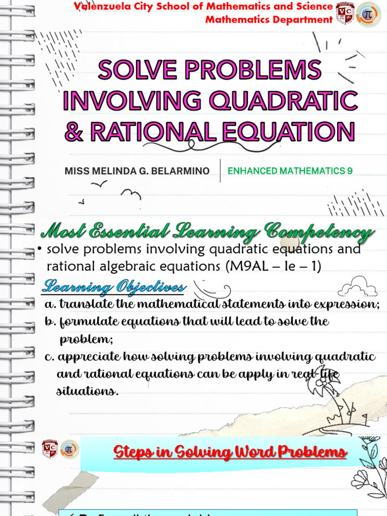 Solving Quadratic & Rational Equations | PDF | Equations | Area